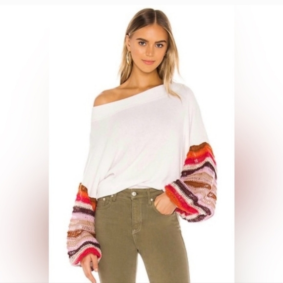 EUC We The Free Cha Cha Crochet Sweater Waffle Knit Oversized Size S Crochet - Picture 13 of 13